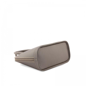 Small italian handmade leather handbag in taupe color bottom view