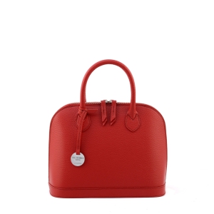 Italian zip around leather handbag cherry red - Sofia 26-Sku 1875