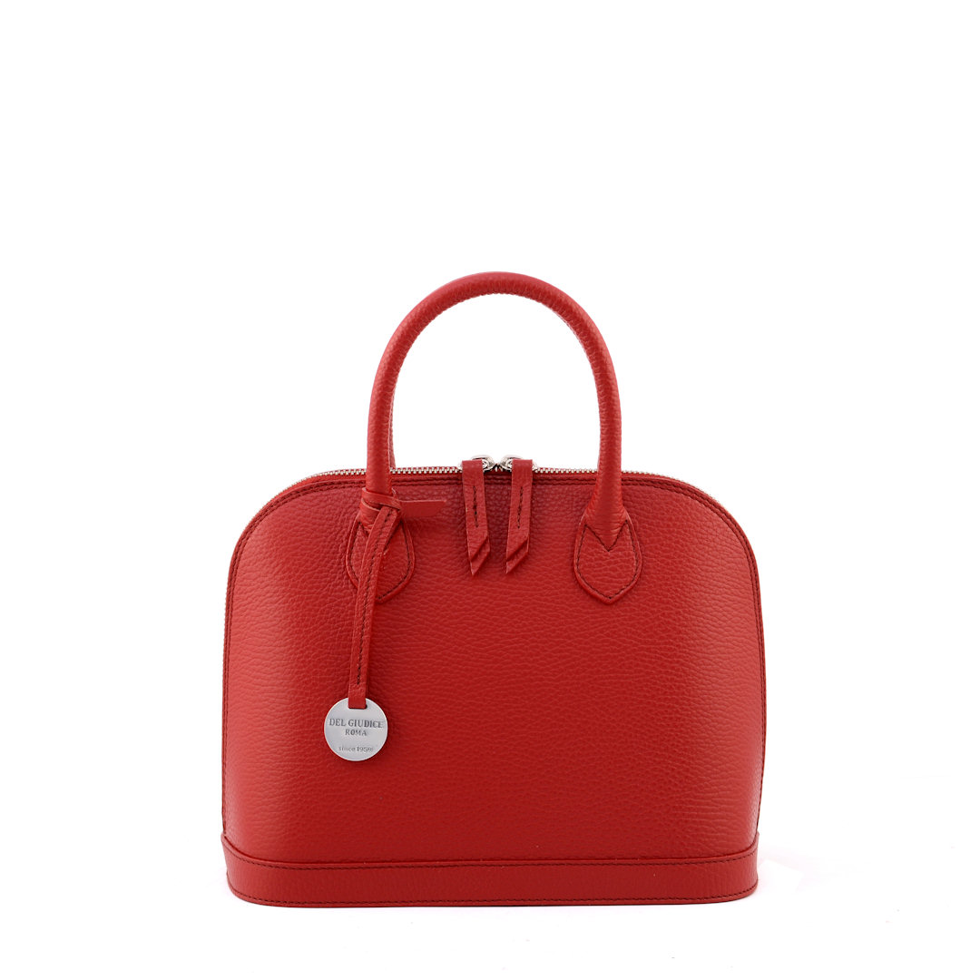 Italian zip around leather handbag cherry red - Sofia 26-Sku 1875