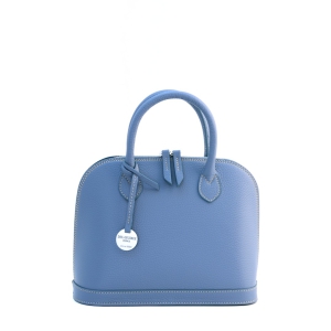 Italian zip around leather handbag fairy blue - Sofia 26-Sku 1875