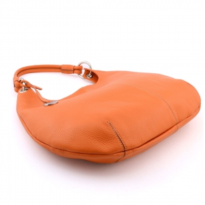 Bottom view - Soft leather hobo bag in orange color - Moon-Sku 2531