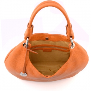 Inteior view - Soft leather hobo bag in orange color - Moon-Sku 2531