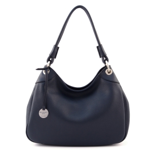 Italian leather hobo bag for women, blue