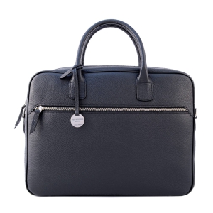 soft leather briefcase with zip in black color front view