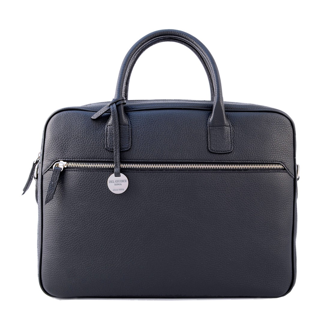 Brummel Zip-black italian leather briefcase-sku 2665