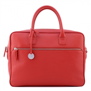Brummel Zip-cherry red italian leather briefcase