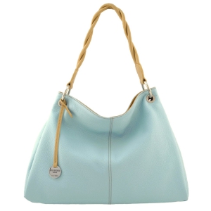 Large italian leather hobo bag acqua-champagne - Vittoria - Sku 2808