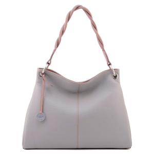 Large italian leather hobo bag ash grey-tourmaline - Vittoria - Sku 2808