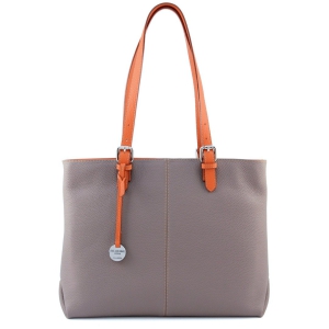 Large leather tote bag in taupe italian leather - Dafne T