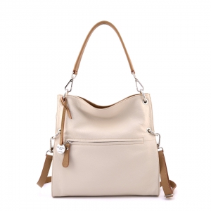 Lara S-cream italian leather crossbody bag with beige trims-sku 2856