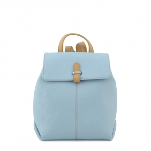 zaino da donna in pelle artigianale colore azzurro acqua e finiture beige-Ester-sku 2867