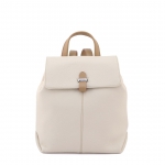 Ester-italian leather small backpack for women for women in cream color with biscuit trims-Sku 2867
