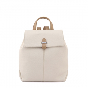 Ester-italian leather small backpack for women for women in cream color with biscuit trims-Sku 2867