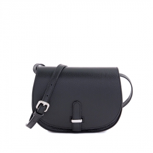 Black small leather saddle bag purse for women