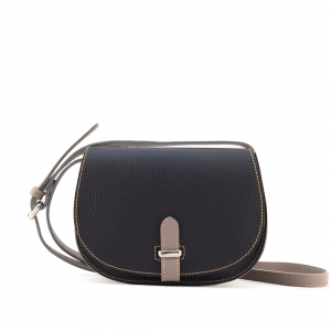 Black small leather saddle bag purse for women