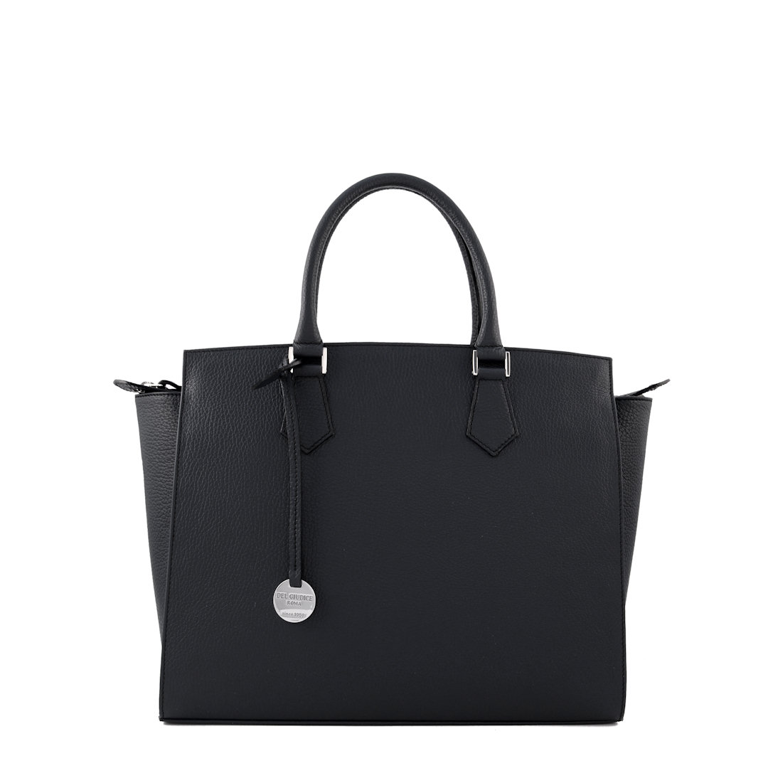 Fosca 32-Italian leather satchel bag for women in black color-Sku 2873