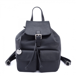 Zoe-italian leather backpack for women in black color-sku 2899