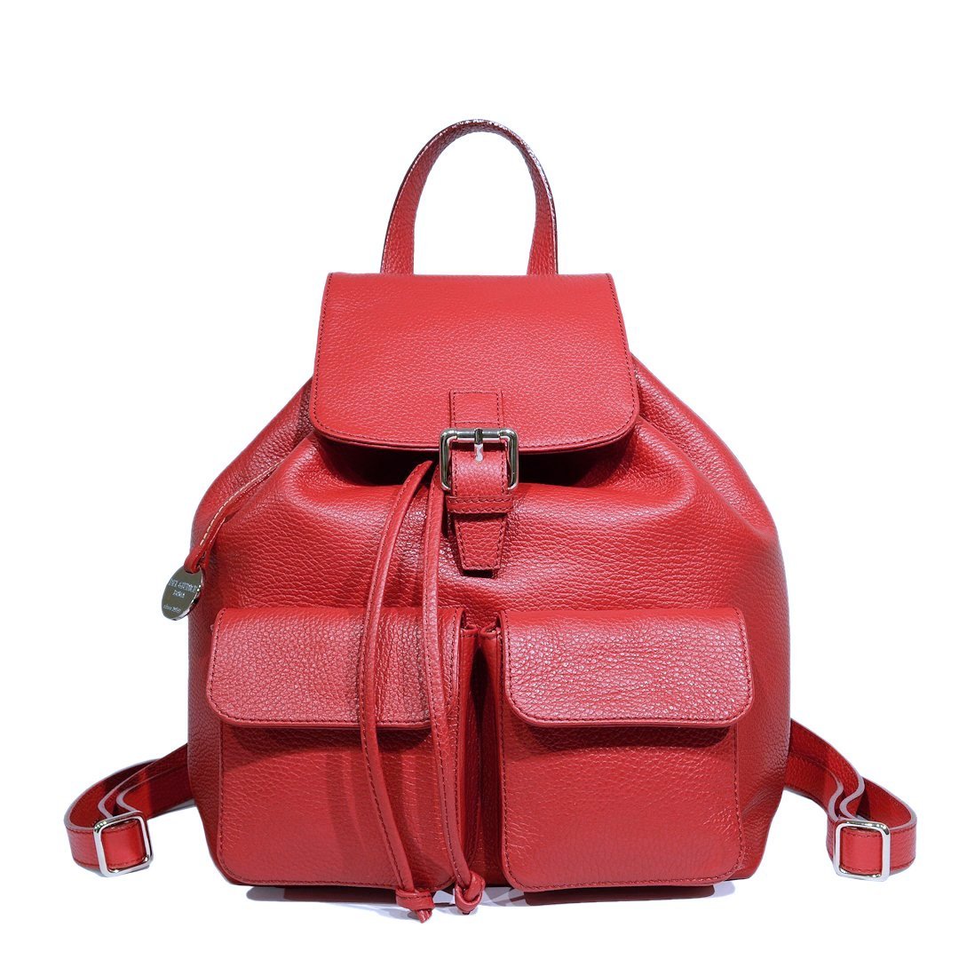 Zoe-italian leather backpack for women in cherry red color-sku 2899