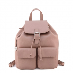 Zoe-italian womens leather backpack in pink tourmaline color-Sku 2899