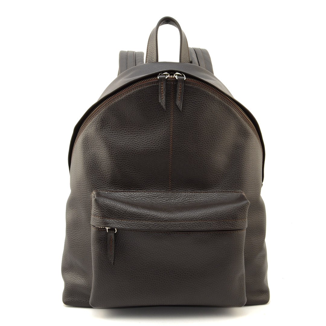 Federico 34-handmade italian leather backpack in dark brown leather