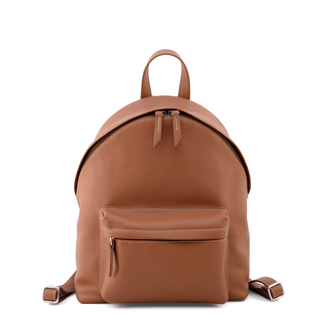 Federico 27-italian leather backpack for women in tan pebbled leather-sku 2908