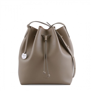 Handcrafted Italian large leather bucket bag in taupe color - Tara-Sku 2913
