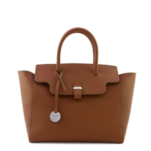 Alexis 26-Italian leather satchel handbag in tan color-Sku 2922