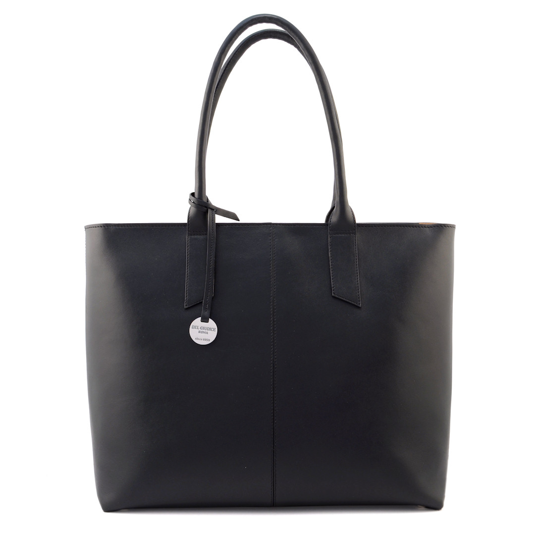 Rebecca -big italian leather tote bag for women in black color