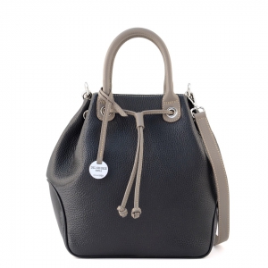 Soft leather bucket bag in black