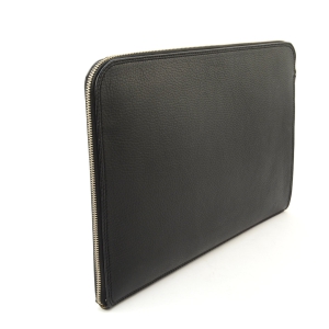 Black leather document holder - Zipper view - Quirino-Sku 425