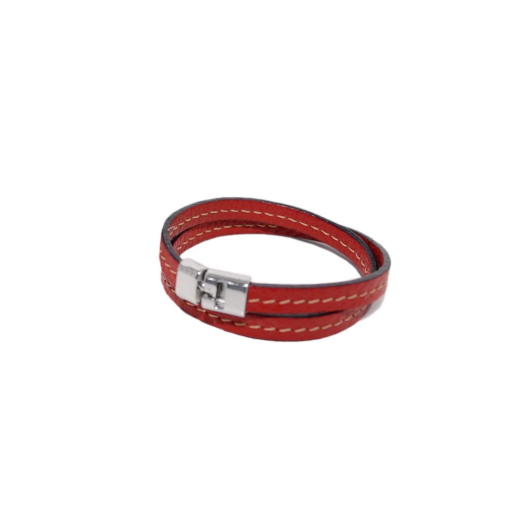 Armilla - Italian leather bracelet in cherry red color