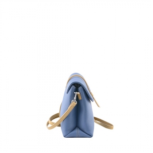 Italian leather crossbody bag in light blue color side view