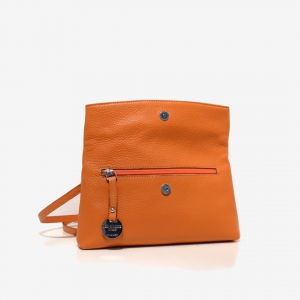 borsa piccola a tracolla in pelle arancione - Curtsy - 2770 - vista frontale aperta