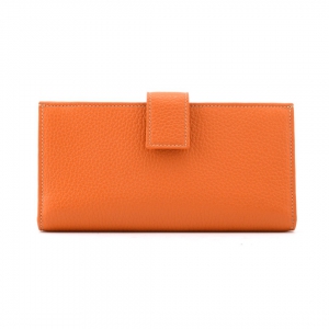 Portafoglio sottile donna in pelle artigianale colore arancione-Sku P249