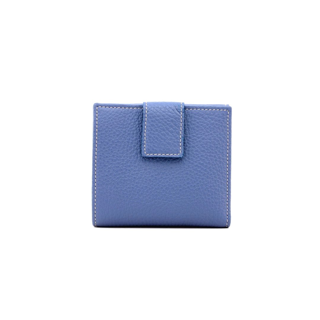 Mini portafoglio da donna in pelle artigianale colore blu fairy-P255