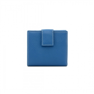 Mini portafoglio da donna in pelle artigianale colore blu turchese-P255