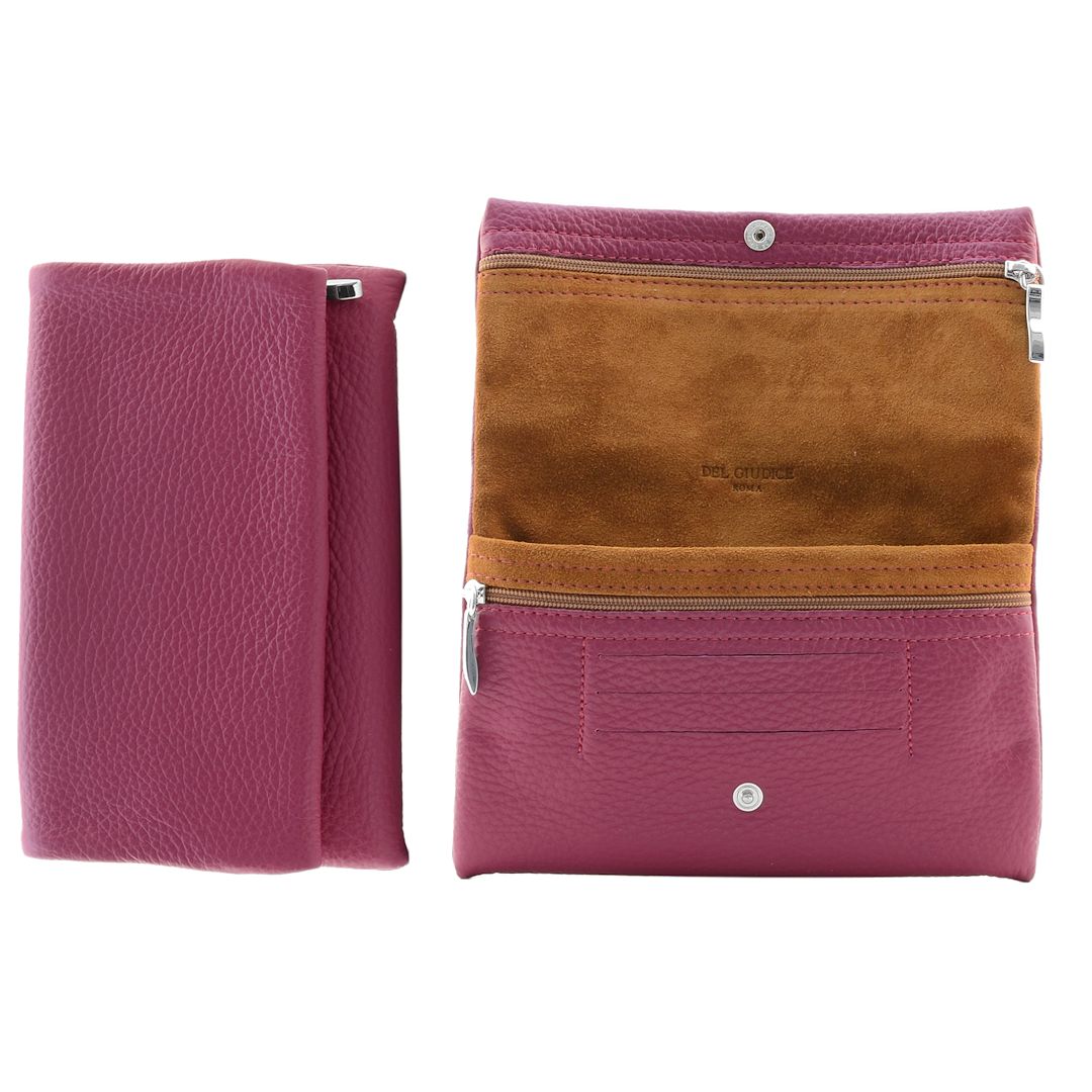 Soft leather wallet womens in magenta color-Suave L-Sku P719