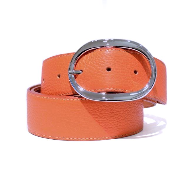 Sinuessa 40-handmade italian leather belt for women in orange color