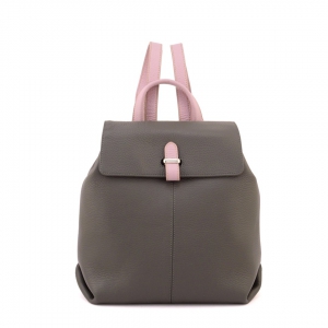 Ester - italian leather backpack in grey color with lilac trims