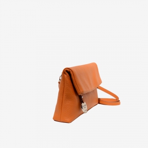 borsa piccola a tracolla in pelle arancione - Curtsy - 2770 - Vista laterale