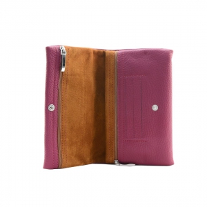 magenta soft leather wallet for women Suave L open