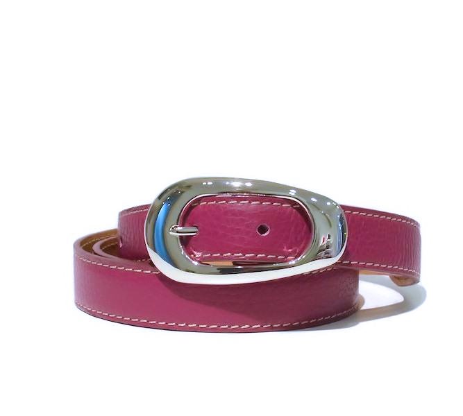 Italian leather belt for women in pink