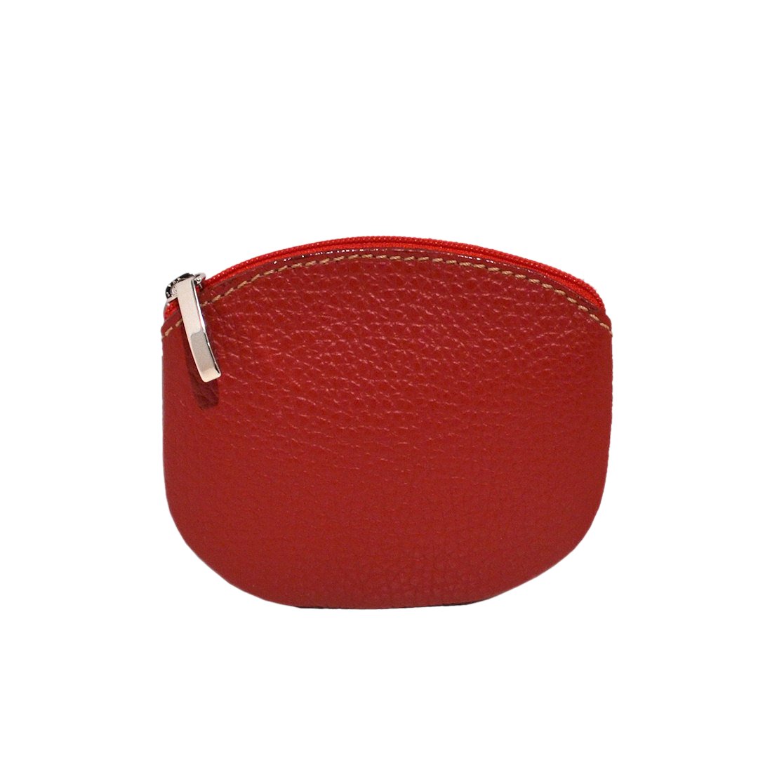 Women’s leather coin purse with zip closure red