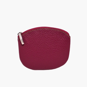 Women’s leather coin purse with zip closure fuchsia