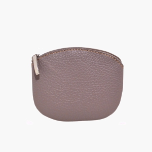 Women’s leather coin purse with zip closure taupe