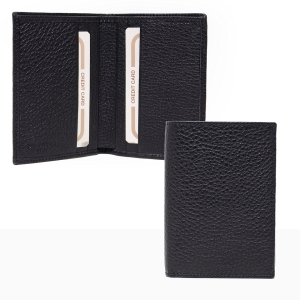 Slim mens wallet in black pebbled leather - Sku P129
