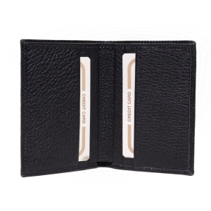 Slim mens wallet in black pebbled leather - Sku P129