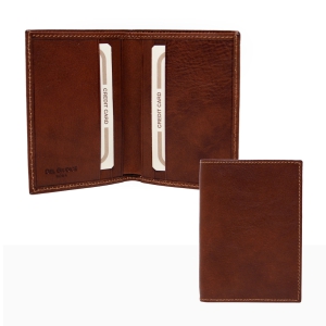 Slim mens wallet in brown vegetable tanned leather - Sku P129