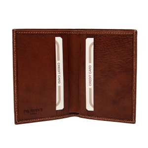 Slim mens wallet in brown vegetable tanned leather - Sku P129