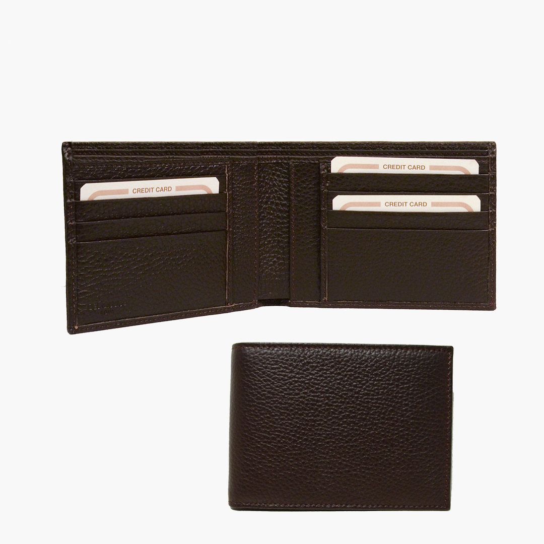 Mens leather wallet dark brown - Sku P131